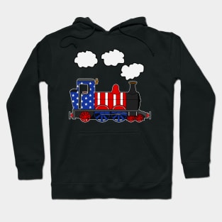 Steam Train American Flag USA 4th July Trains Hoodie